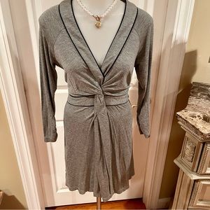 BCBGMAXAZRIA Gray Twist Front Vintage Dress SZ XS